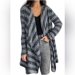 Barefoot Dreams Bamboo Chic Lite Striped Calypso Wrap Long Open Cardigan XL